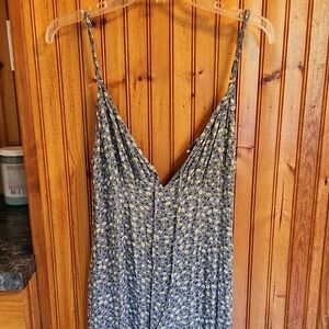 Floral Blue and Yellow Spaghetti Strap Jumpsuit